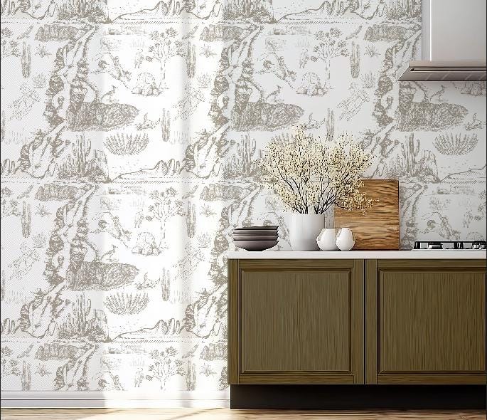 Western Terracotta Toile Wallpaper