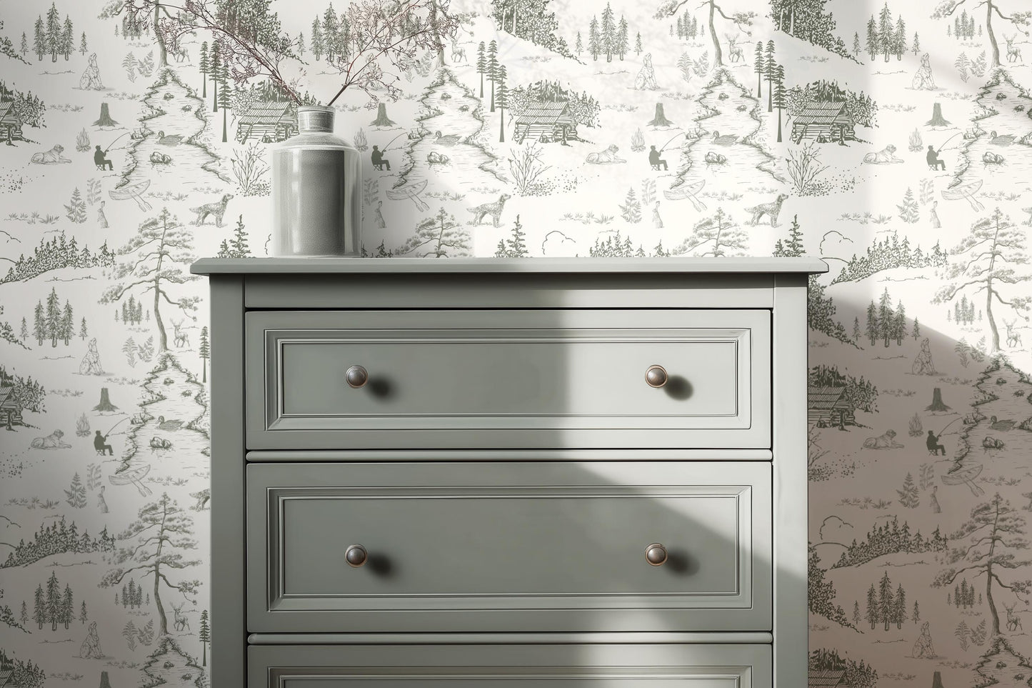 Dog Woodland Toile Wallpaper