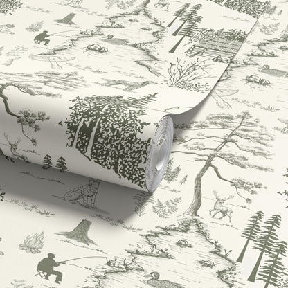 Dog Woodland Toile Wallpaper