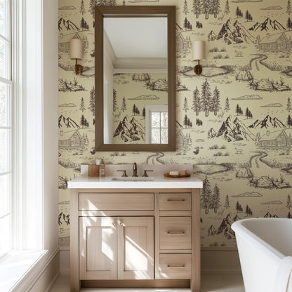 Rustic Woodland Toile Wallpaper