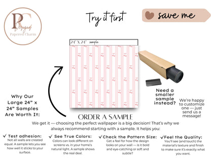 Pink Cherry Striped Wallpaper