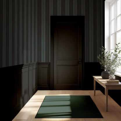 Dark Green Vertical Stripe Wallpaper, Moody Tonal Stripe for Men's Study, Bedroom, Dining Room & Boy Nursery Classic Interiors