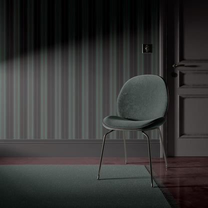 Dark Green Vertical Stripe Wallpaper, Moody Tonal Stripe for Men's Study, Bedroom, Dining Room & Boy Nursery Classic Interiors