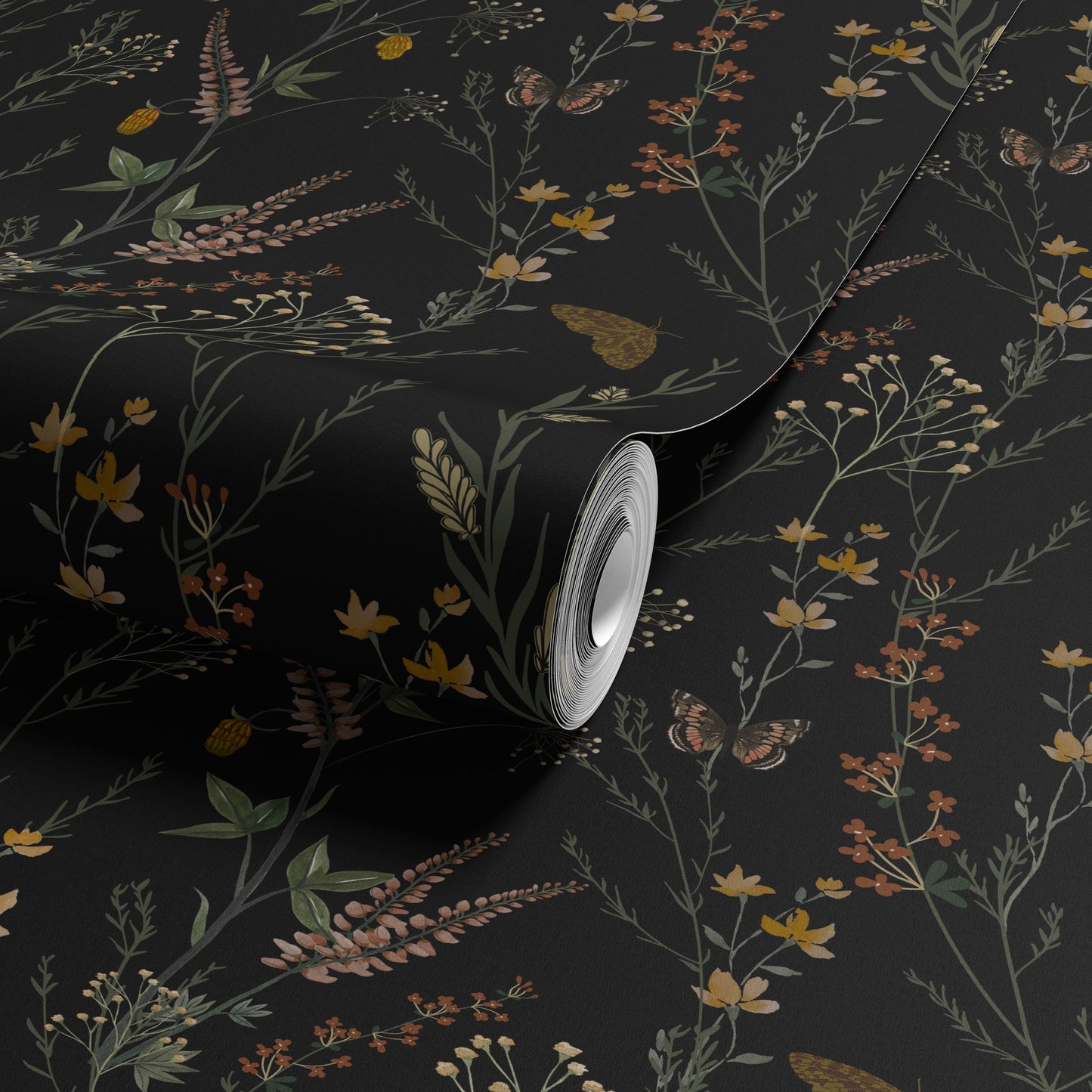Moody Dark Botanical Peel and Stick Wallpaper Vintage Floral Wall Mural Dark Academia Self- Adhesive for Living Room Bedroom Powder Room